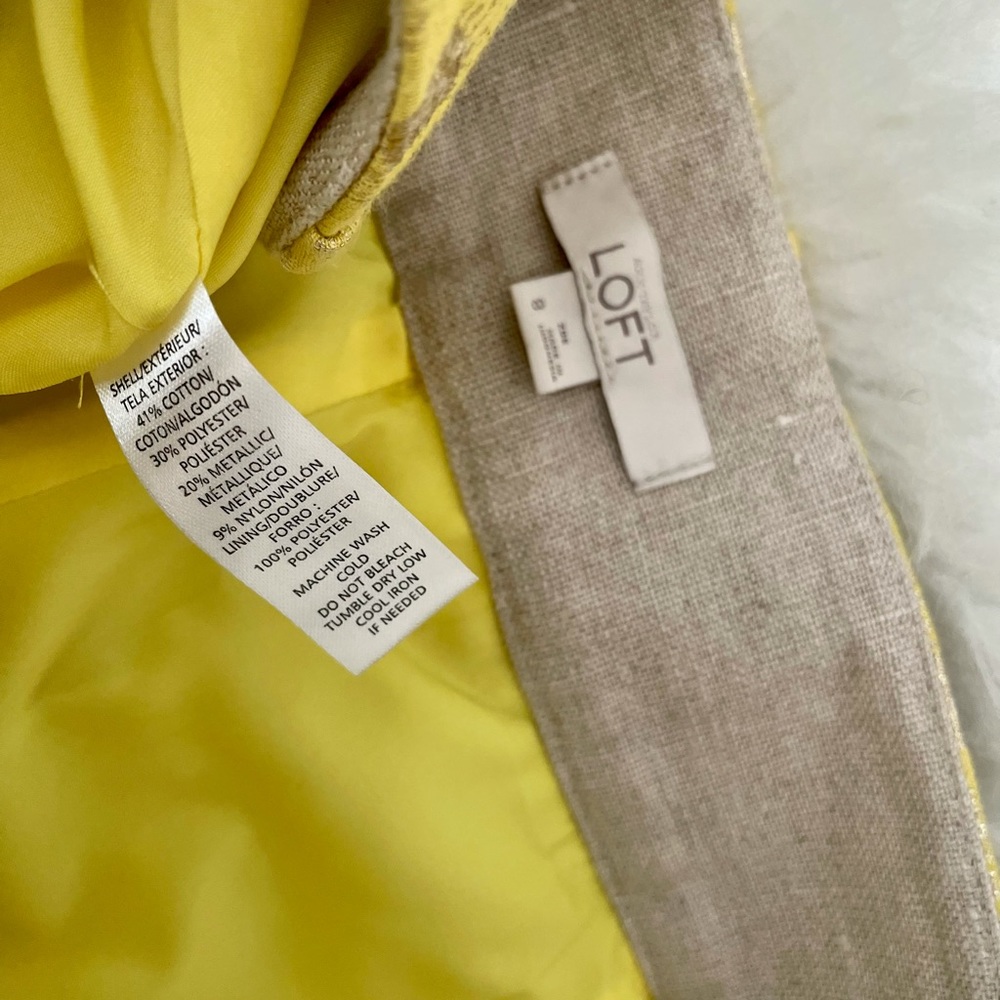 Ann Taylor LOFT Yellow Metallic Career Pants 8 - Picture 10 of 10
